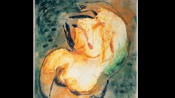 Jean FAUTRIER, La jolie fille, 1944 Huile, pastel et encre de Chine marouflé sur papier marouflé sur toile 62 x 50 cm  Coll. Privée © Adagp, Paris, 2017