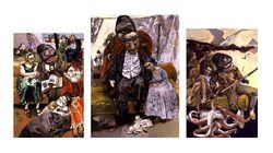 Paula Rego, The Fisherman, triptyque, 2005 Pastel sur carton, g. 180 x 120 cm, c. 187 x 135 cm, d. 180 x 120 cm © Collection of the Artist
